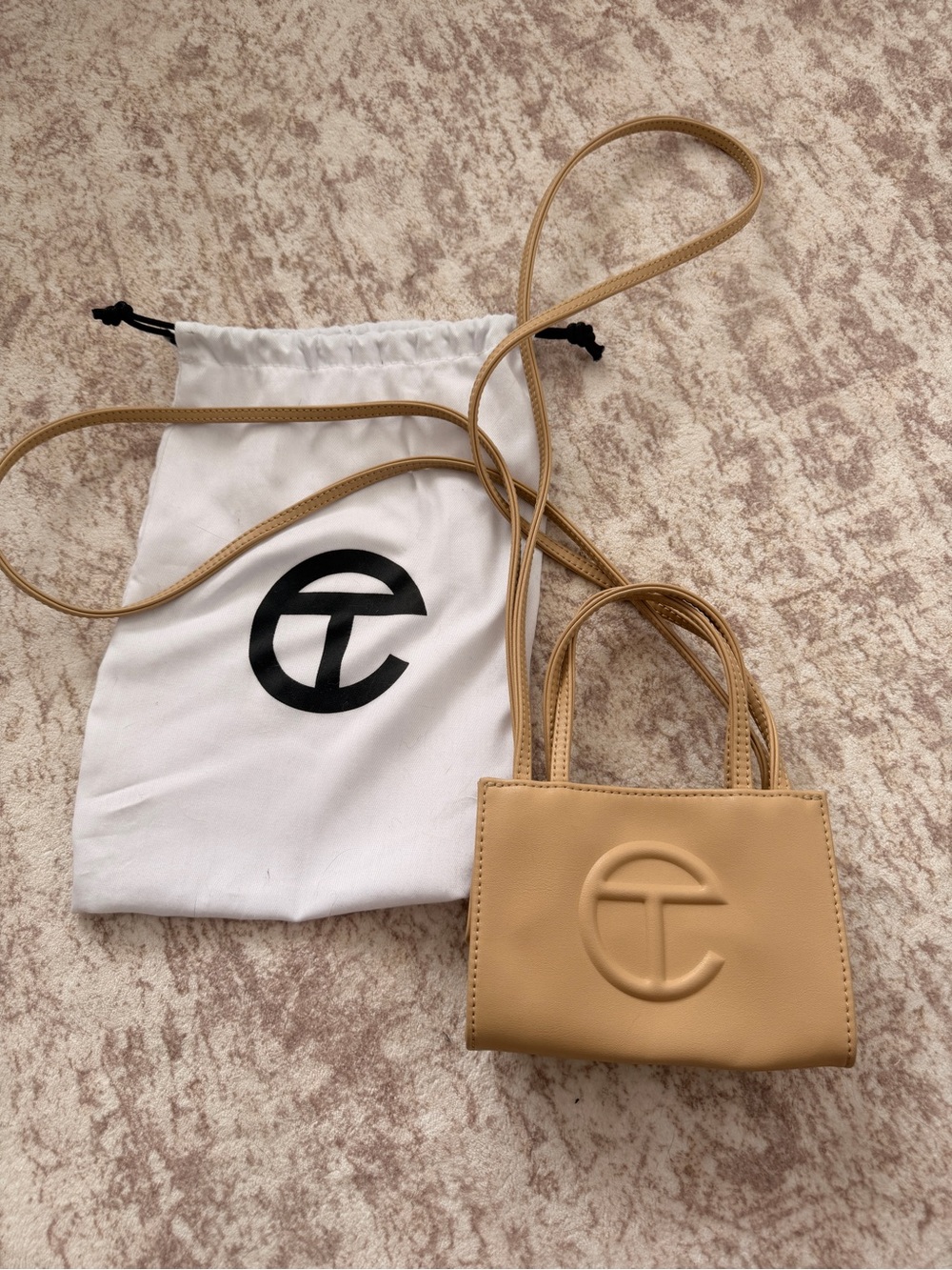 Telfar Mini Bag in Tan with Embossed Logo